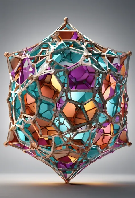 Geometry，Geometry combination，There is a star in the middle, Crystal formation, Fractal structure, Ideal polyhedron, fractal crystal, molecular, made of crystalized synapse, polyhedral, polyhedron, sierpinski gasket, ferroluid, classic 3 d model of molecul...