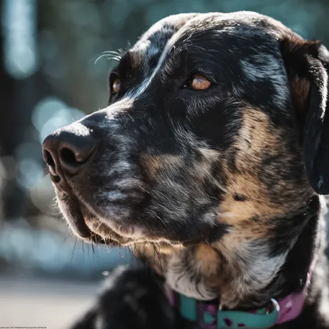 Dog with black and white spots on head