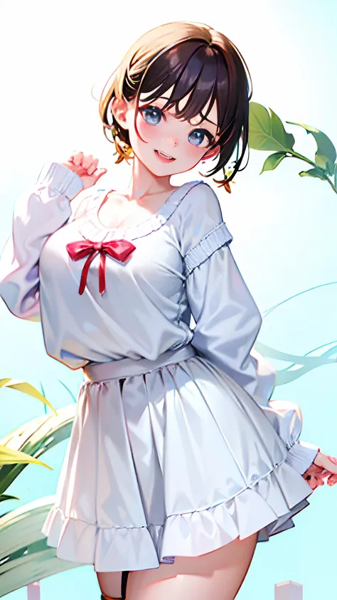 (8K、4K、Top image quality、hight resolution、超A high resolution:1.1)、(​masterpiece、realisitic、Photorealsitic:1.1)Elementary school girl、whip and petite short stature,,、Young and cute idol smile、(Huge breasts)(Clothed big breasts , Loli breasts,a miniskirt）Raw...