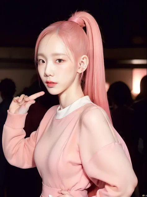 Taeyeon ponytail pink hair, Kodak portra 400, nighttime, party, reunion, formal, flash photography, crowded party, dancing