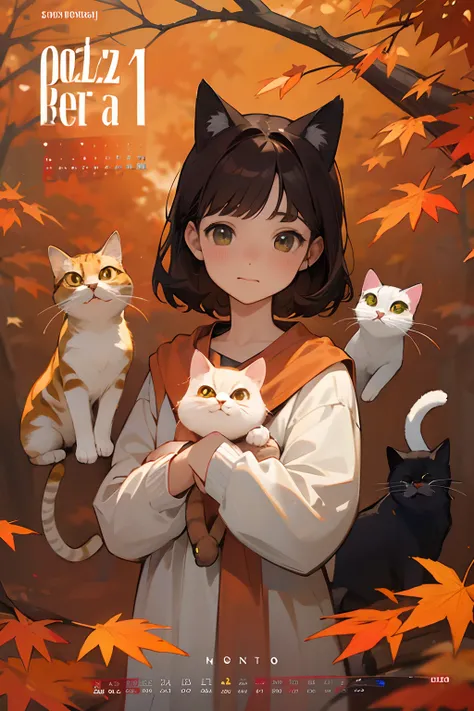 a calendar with a cat face and the words october, oct, 🍂 cute, !!!! cat!!!!, by Verónica Ruiz de Velasco, by Manuel Ortiz de Zarate, !!! cat!!!, by Matteo Pérez, by Oscar Rodriguez Naranjo, 🍁 cute, by Pedro Álvarez Castelló, by Federico Uribe