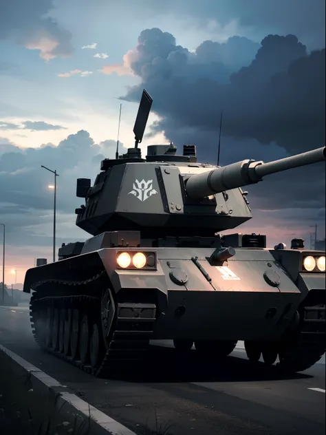 (Master piece, Best Quality),a war tank, gray, cloudy sky