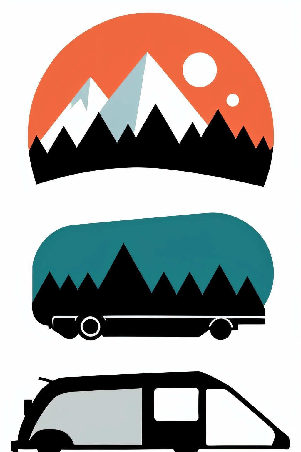 White background,Simple vector logo for camping,Stay overnight in the car,a sticker,A logo、Simple Minimal,Cartoon style