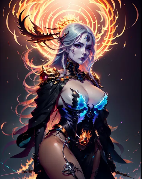 anime big breast, Skeleton, Girl, Fire, art, skull, art, Digital art, jen bartel, Ghost Rider, Glowing red skull, wojtek fus, Burning skull, fiery skull contemplating life, trending on artstation hq, skull like, trending on artstationh., trending on artsta...