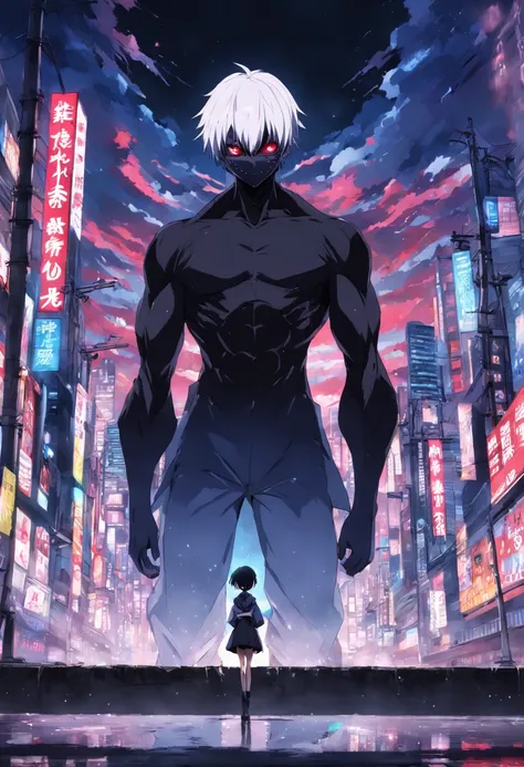 paisagem de anime, buraco negro no horizonte, estilo Tokyo Ghoul