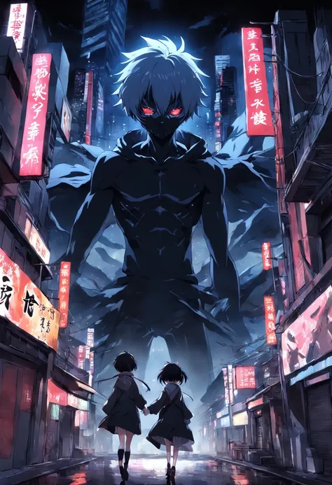 paisagem de anime, buraco negro no horizonte, estilo Tokyo Ghoul