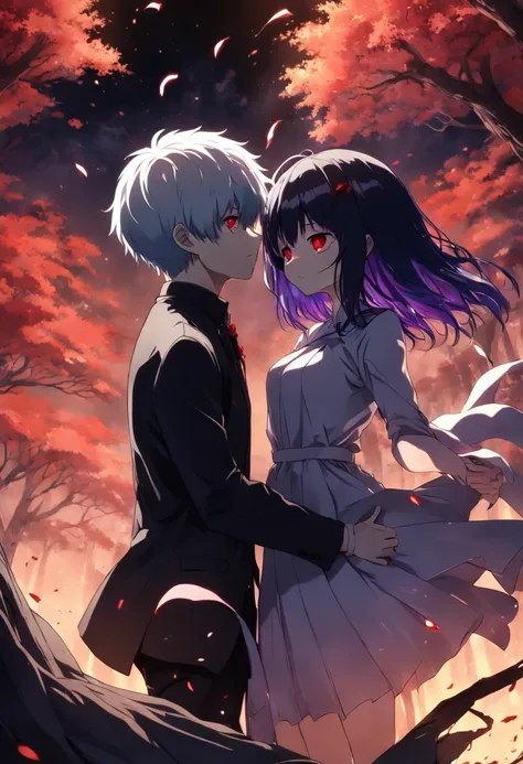 kaneki e touka se casando, caverna, fogueira, poor lighting