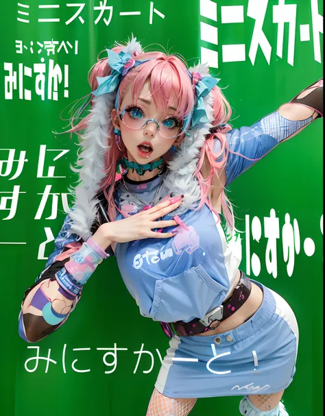 there is a woman in a costume posing for a picture, e - girl, e-Girl, an oppai cyberpunk, Belle Delphine, pink twintail hair and cyan eyes, Ahegao, Ecchi style, Anime style mixed with Fujifilm, decora inspired, Anime Cosplay, Anime girl cosplay, wearing cy...