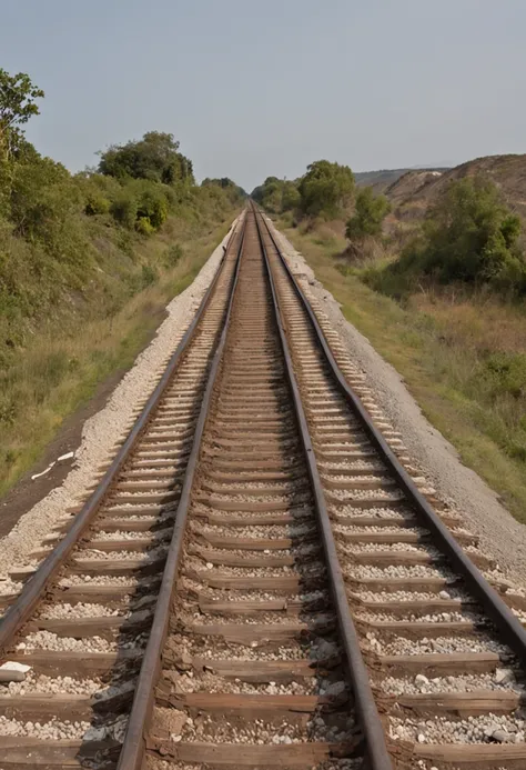 Theres a train track with a bunch of bags on it, railway tracks passing through it, not train tracks, Railroad tracks, Ferrovias, 2 0 1 0 foto, trilhos, rail tracks lead from the mine, Trem LONGE, ferrovia, Trens, foto de perfil, Trem, foto do filme, Quimr...