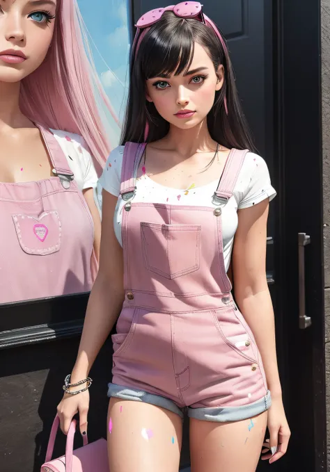 Ultra High Res, High Res (Masterpiece: 1.4), Hyper Detail, 1 Girl, 11 Year Old, Front Looking At Viewer, InboxDollPlaySetChiron Style, ((Medium Shot: 1.7)), No Humans, Doll, Toy, Black_Barbie, Giftboxed, character print, ((black hair)), medium length hair,...