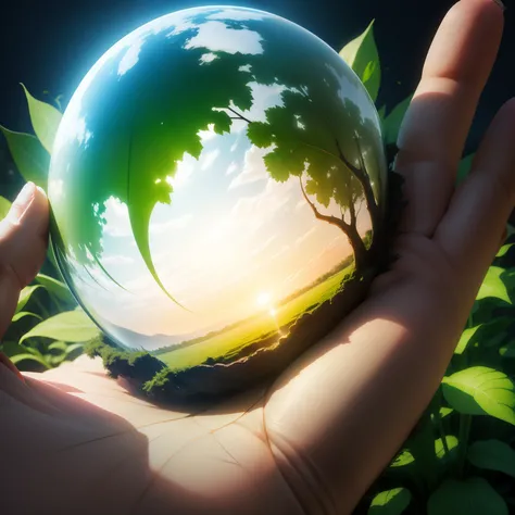 Generate a picture to save the world with eco and transparent background