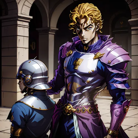 yoshikage kira em uma armadura medieval