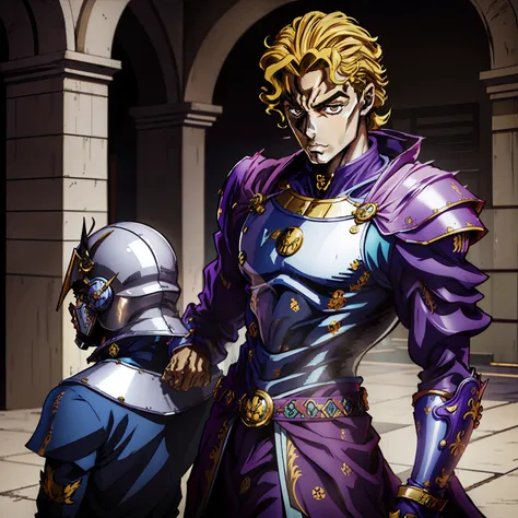 yoshikage kira em uma armadura medieval