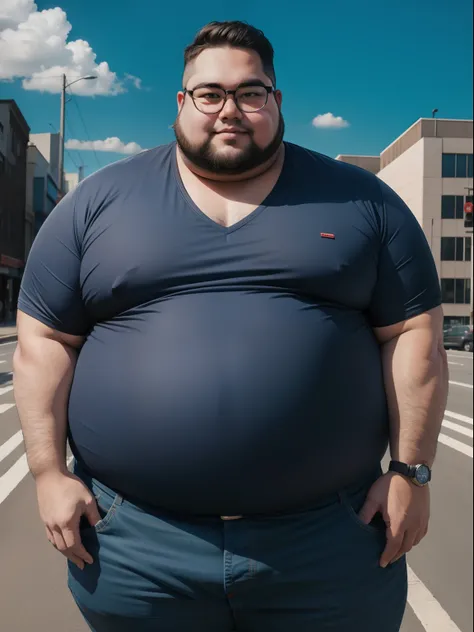 fat man with glasses