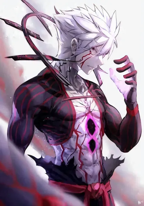 anime character, Nagito Komaeda, Ken Kaneki, transforming into his final form, kaneki ken, Kaworu Nagisa, anime character; full body art, handsome guy in demon slayer art, Best Anime Character Design,full body, devastic power, Reference Sheet, male, high d...