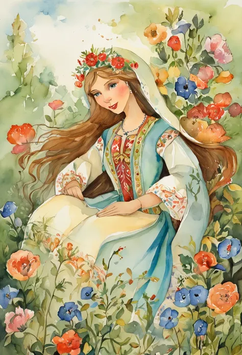 Illustration for a traditional Russian fairy tale "Vasilisa is beautiful"