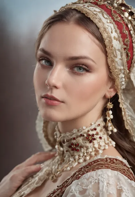 (((tmasterpiece))), Top Quality, Very detailed, Beautiful Russian girl, in traditional attire