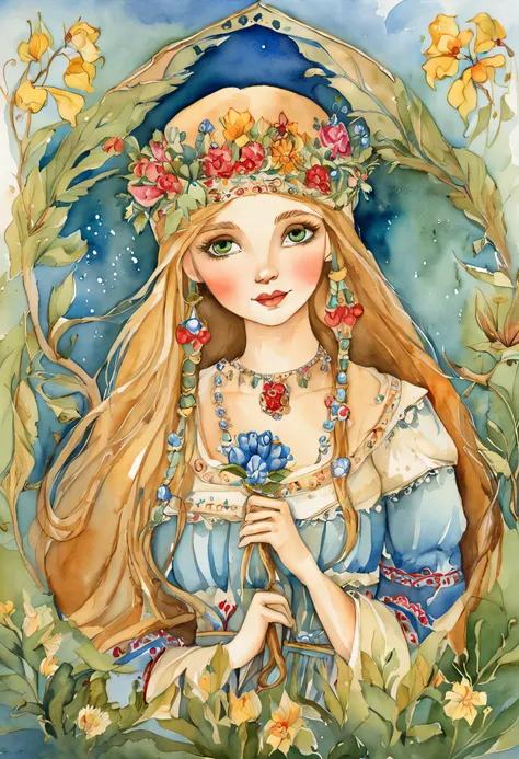 Illustration for a traditional Russian fairy tale "Vasilisa is beautiful"