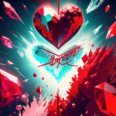 album cape: Spotify Music Phonk, fundo vermelho cristalizado, Crystal broken heart, sem texto, heart broken in red crystals, sem pessoa, diamantes vermelhos, jaspe vermelha, Red Giant Heart