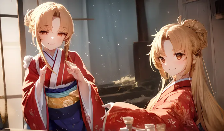 masterpiece, highres, best quality, 1girl solo, Ganyu, chubby, smile, kimono