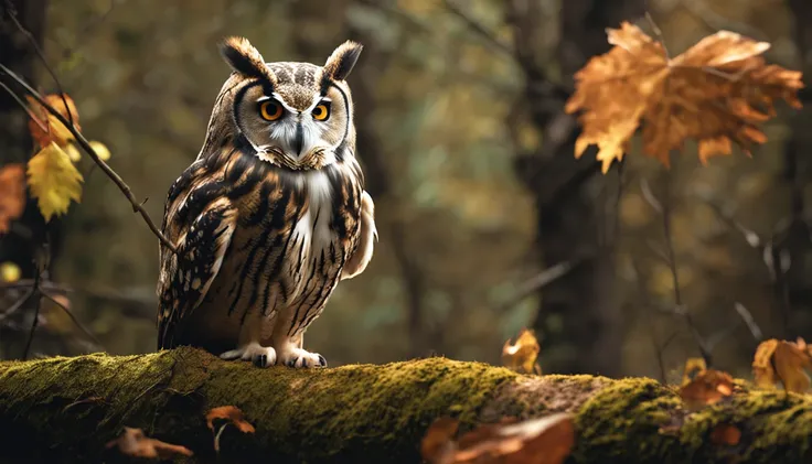 owl and fallen trees in the forest melhor qualidade, master part, ultrahigh-resolution, (fotografia realista:1.4), Surrealismo