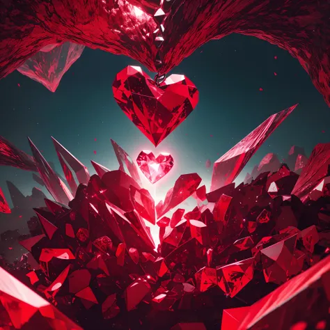 album cape: Spotify Music Phonk, fundo vermelho cristalizado, Crystal broken heart, sem texto, heart broken in red crystals, sem pessoa, diamantes vermelhos, jaspe vermelha, Red Giant Heart