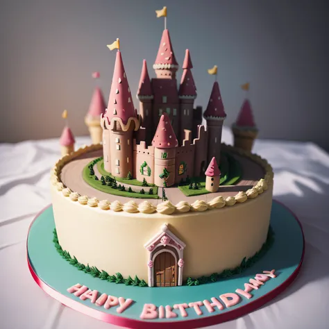 Giant castle-shaped birthday cake