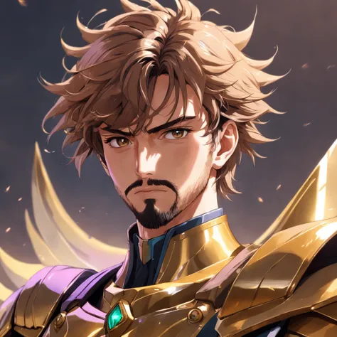 a bald man with a beard and Aries gold armor, estilo do anime Saint Seiya, rosto realista altamente detalhado, retrato de rosto detalhado realista, altamente_circunstanciado_rosto!!!, sharp high detail face, retrato altamente detalhado, Rosto realista e de...