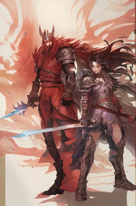 Anime - style illustration of a pair of people with swords, arte dnd fantsay, Epic Fantasy Digital Art Style, Epic fantasy art style, Estilo de Arte Dark Souls, epic fantasy art, epic fantasy HD art style, estilo de arte de fantasia, d & d fantasy art, Dar...