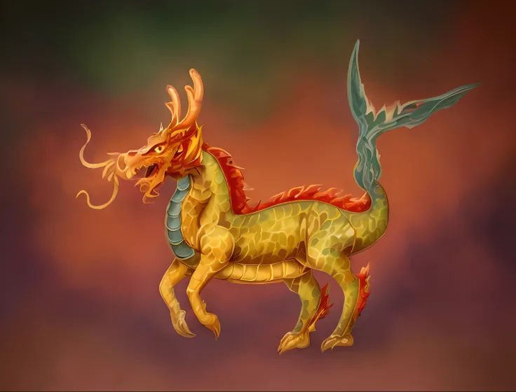 Painting of a dragon with a long tail and tail, a dragon, Mythical creatures, Mythical Creatures, Dragon Horned Curve!, anthropomorphic dragon, Chinese dragon, as an anthropomorphic dragon, Color painting, smooth chinese dragon, chinese dragon concept art,...