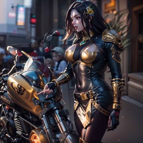 Masterpiece epic Urban bike_suit nickel mounted Motocycle_outfits optimal sunLight meticulously intricate luminescence volumetric lightning contrast ultra_highres pro-Photorealistic ultra_high_quality ultra_sharpness focus accurate max perfection reflex gr...