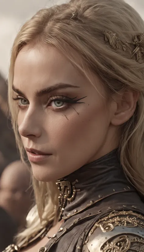 Margot Robbie como la hermosa y deslumbrante mujer steampunk, (cuerpo completo), Ojos ultra detallados, Cuerpo ultra detallado, Bonita cara perfecta con piel suave, Impresionante cuerpo femenino, ((Manos ultra detalladas)), Masterpiece Concept Fantasy Art,...