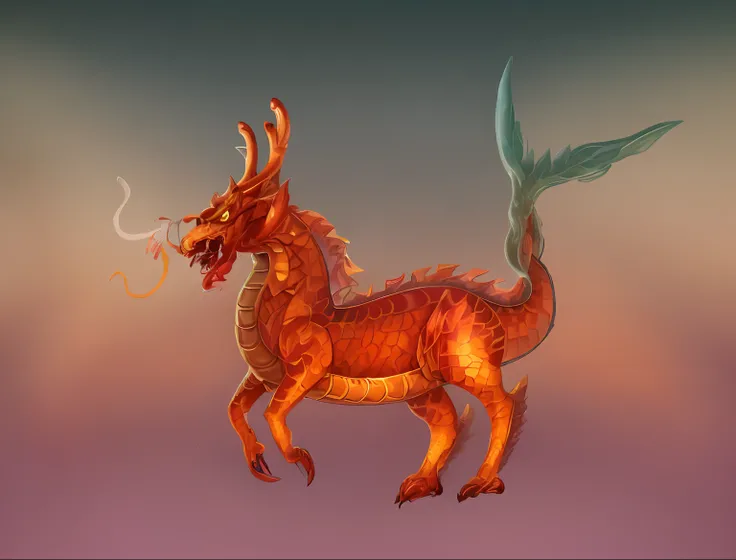 A dragon with a long tail and tail., a dragon, Mythical Creatures, Mythical Creatures, Dragon Horned Curve!, anthropomorphic dragon, Chinese dragon, as an anthropomorphic dragon, Color painting, smooth chinese dragon, chinese dragon concept art, but as an ...