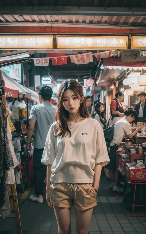 Woman standing in front of a stall on a busy street、a picture inspired by Yuumei、Unsplash Contest Winner、真实感、a Korean girl、Ulzo、Beautiful Korean Woman、chinaese girl、Popular Korean Makeup、Korean Female Fashion Models、Popular Korean Makeup、Beautiful young Ko...