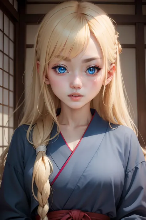 Half japanese half european girl with blue eyes and blonde hair