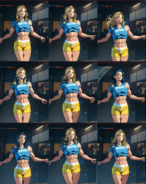 (((detailed character sheet, frontal view, side view, three quarter view))), ((((same character)))), (.gif), ((character desing)), ((((Sprite sheet)))), a set of nine different poses of a hot woman, unparalleled masterpiece, ultra realistic 8k CG, perfect ...