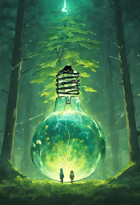 There are bulbs with trees, lightbulb, Ambient, lightbulb, Photo processing, Detailed conceptual photo, Green Energy, creative photo manipulation, Aeroichten, amazing photo, Nice picture, Artistic photography, Beautiful pictures, environmental art, Von Der...