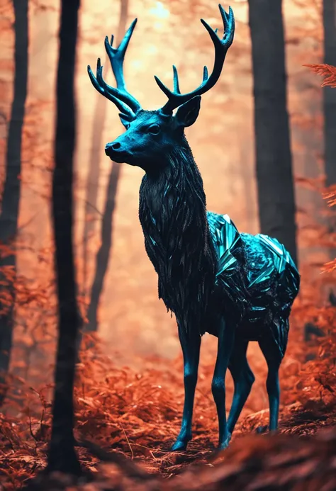 young man found a glowing crystal deer in a dark scary forest