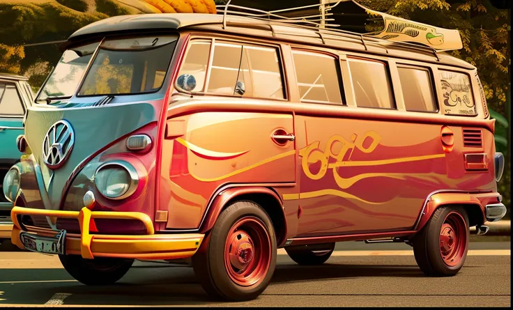 there is a kombi station wagon ,(red metallic paint,laranja,branca , sport wheel variations, com pretasvolkswagen estacionamento...