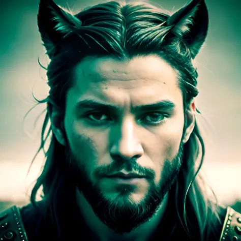 Vikings and his wolves , Natural skin texture, Natural fur texture,  24mm, 4K textures, Soft cinematic light, Adobe Lightroom, photolab, hdr, Intricate, elegant, Highly detailed, Sharp focus, ((((Cinematic look)))), soothing tones, insanely details, Intric...