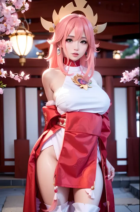 a woman in a costume is posing for a picture, anime cosplay, anime girl cosplay, ayaka cosplay, cosplay, sakura kinomoto, haruno sakura, glamourous cosplay, ornate cosplay, elegant glamourous cosplay, anime goddess, cosplay photo, professional cosplay, jap...