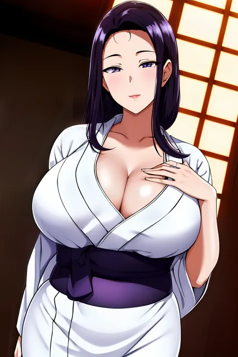 (Night:1.7), Japan, Tokyo, CityView, Before Window,
Standing at attention,
(White_kimono:1.3),cleavage,
black_hair, long_hair, hair_pulled_back,parted_lips,purple_eyes, braid,
1 girl, 24yo,mature female,Beautiful Finger,Beautiful long legs,Beautiful body,B...