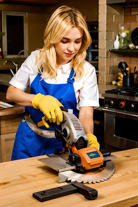 Blonde safety a circular benchtop saw