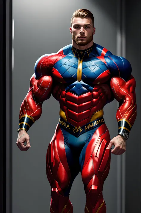 (16k, foto RAW, melhor qualidade, obra-prima: 1.2), ultra-detalhado, arte formal, foto realismo: 1.37, foto do corpo inteiro, (homem, beleza ,( CHRIS BUMSTEAD)film grain, HOMEM ARANHA DC,action pose ((HOMEM ARANHA))detalhes,azul e vermelho