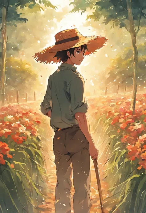 HOMEM DO CAMPO, with straw hat, WITH HOE IN HAND, PORTAIT, FELIZ