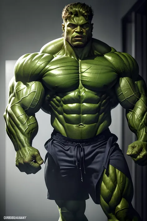 (16k, foto RAW, melhor qualidade, obra-prima: 1.2), ultra-detalhado, arte formal, foto realismo: 1.37, foto do corpo inteiro, (homem, beleza ,( CHRIS BUMSTEAD)film grain, HULK DC,action pose ((HULK ))detalhes,azul e vermelho