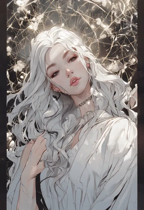 white skinned+Beauty with white hair