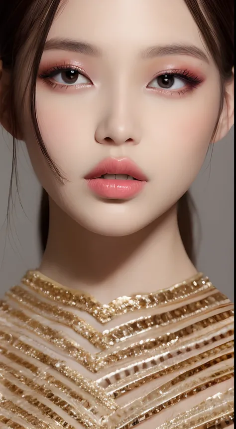 one African model , hair model, Unique hair details, elegant virtual fashion, Near future , double eyelid, plump lips, professional makeup