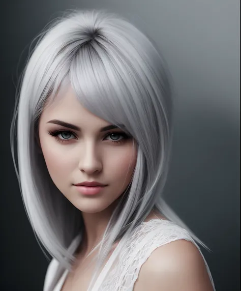 Beautiful girl with white hair