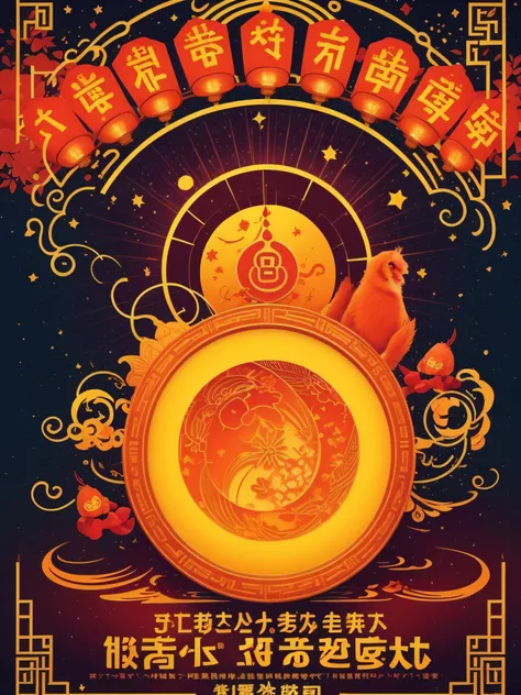 A poster for the Mid-Autumn Festival in China，rich colours，